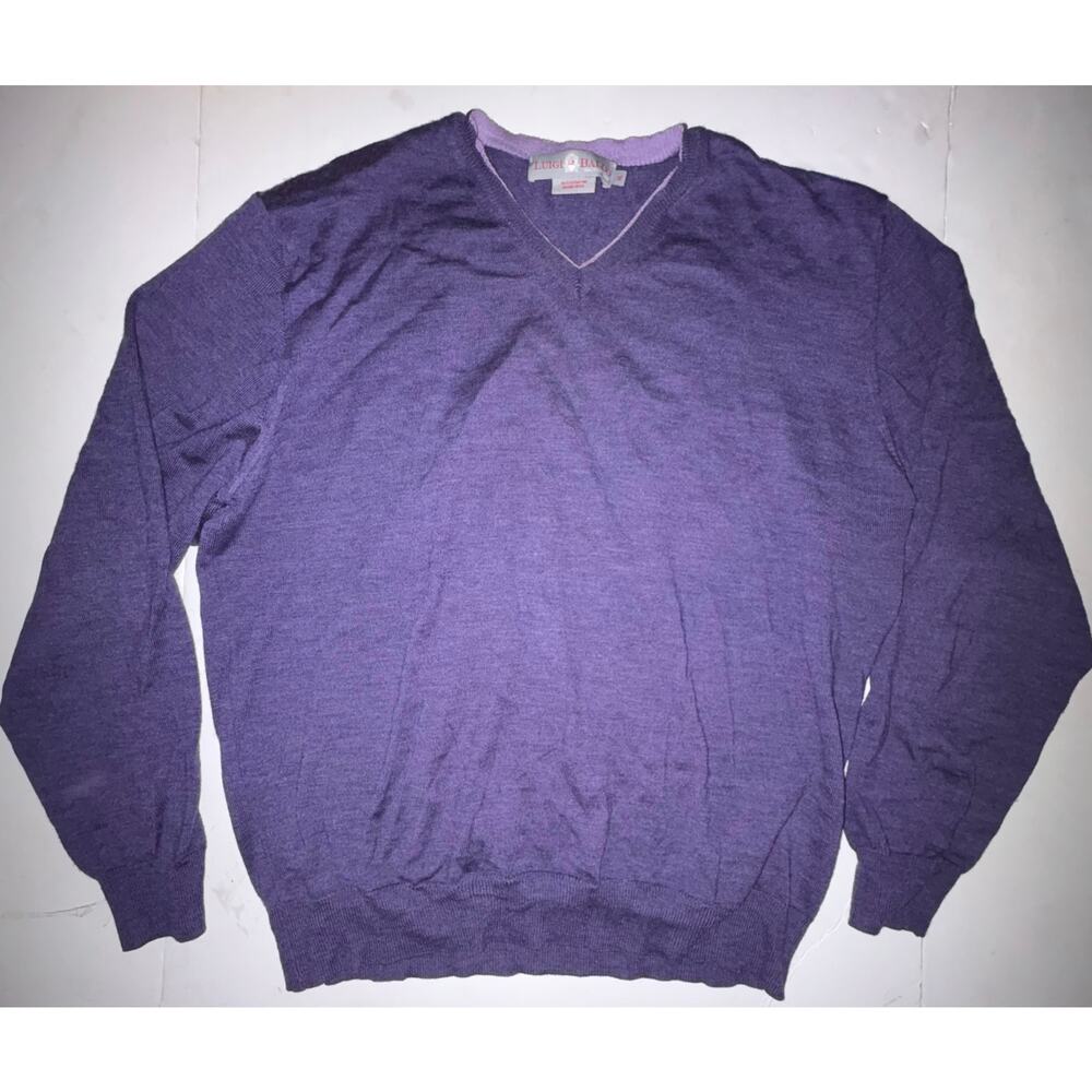 Luigi baldo mens crewneck cashmere wool Italy purple xl